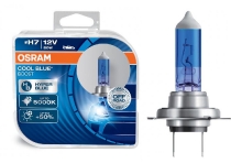 OSRAM H7 галогенные лампы (2шт.) COOL BLUE BOOST / 80W / 1000Lm / Яркость +50% / Цветовая температура 5000K / 4052899439801 / 21-259