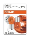 OSRAM Pagrieziena rādītāju spuldzes PY21W BAU15S ORIGINAL (x2) 4050300925462 :: LED Diodes gabarīt, stop un pagrieziena gaismām